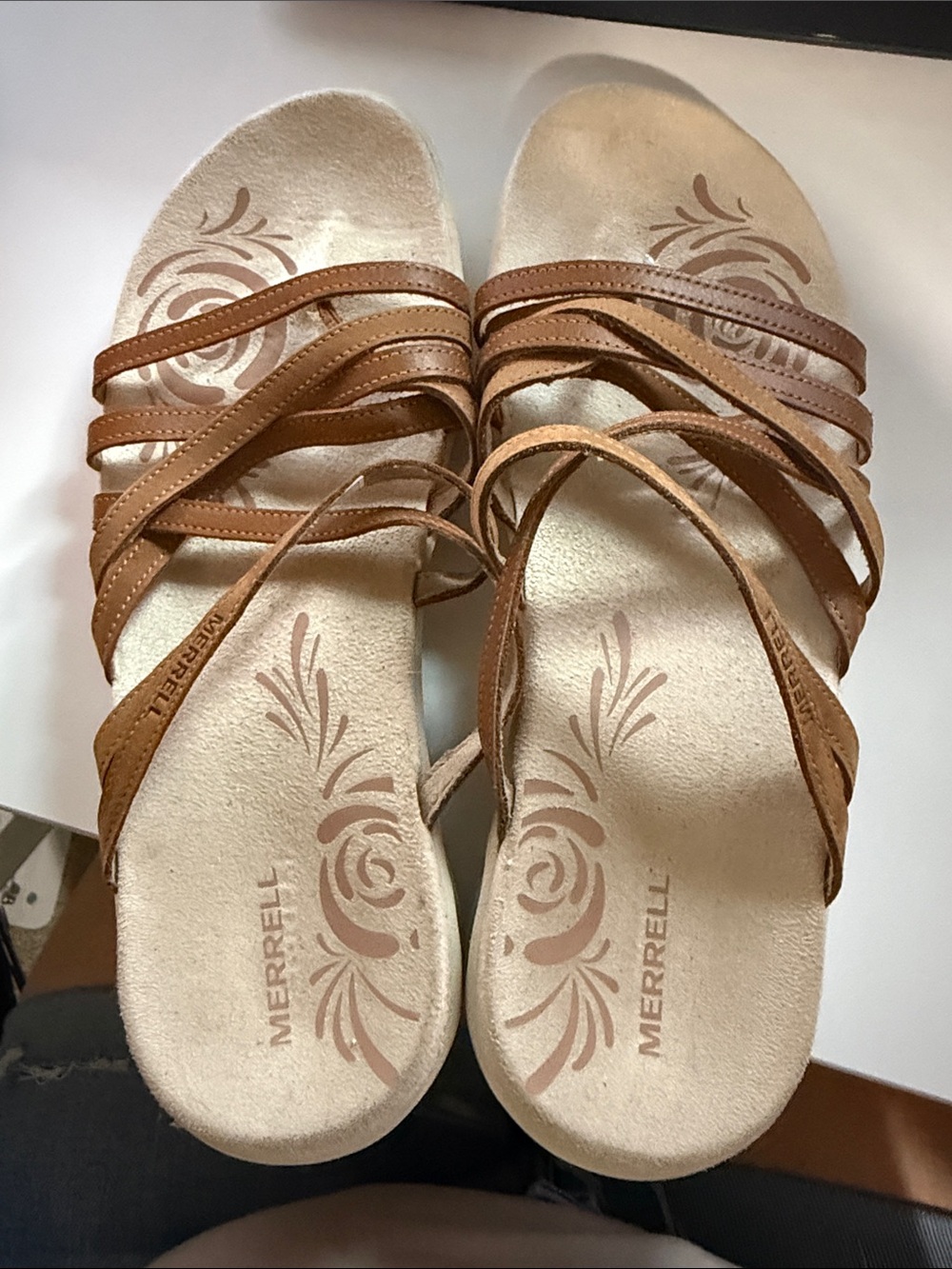Merrell Women's Tan Strappy Leather Sandals